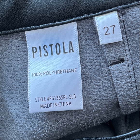 PISTOLA Tammy High Rise Vegan Leather Pants in Slate Black - Picture 6 of 7